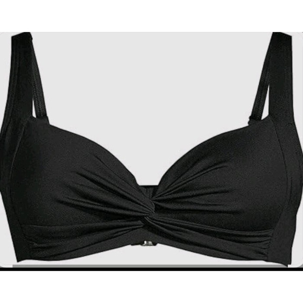 Lands' End Women's 22 DD-Cup Chlorine Resistant Black Underwire Bikini Top 266